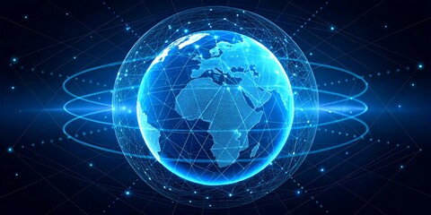 Obraz premium Global network technology digital world connection concept
