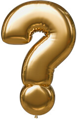 Golden question mark balloon. Business support concept. Questions, doubts and causes.