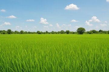 Lush green scenery of a rice paddock