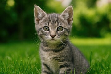 Obraz premium Inquisitive Gray Tabby Kitten