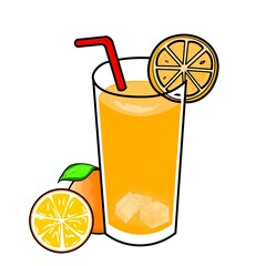 glass of orange juice with lemon