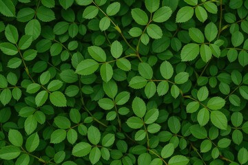 Vibrant foliage of a green rose plant
