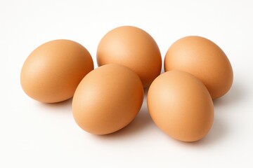 Five eggs displayed against a plain white backdrop