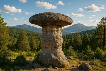 Unique mushroom-shaped geological rock formation