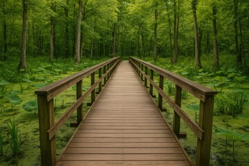 Obraz premium Footbridge spanning a marshland