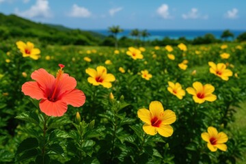Fototapeta premium Exotic Blossoms Flourishing in a Tropical Island Region
