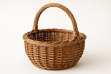 Crafted woven basket on a plain white backdrop