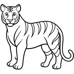 White Tiger Silhouette Linear Animal Art Design