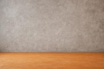 Empty concrete wall background with textured surface and vibrant orange flooring