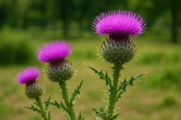 Spiked thistle blossoms
