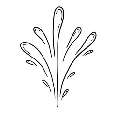 Abstract water splash doodle hand drawn icon. Symbol part clip art outline line drawing. Vector illustration