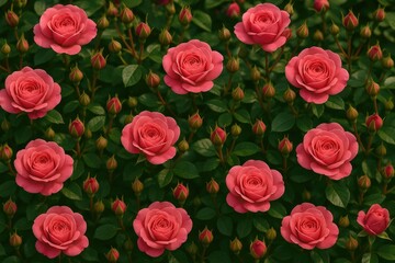 Blooming summer rose in early stage