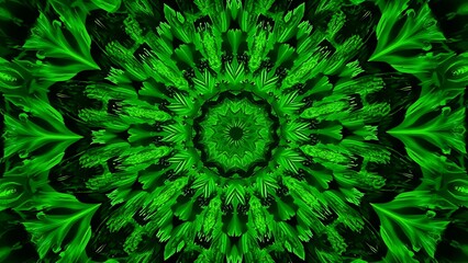 Whirlpool of emerald-green vegetables consuming fat cells in kaleidoscopic pattern.