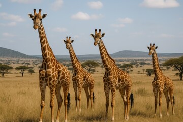 Obraz premium Wild giraffes roaming the open plains