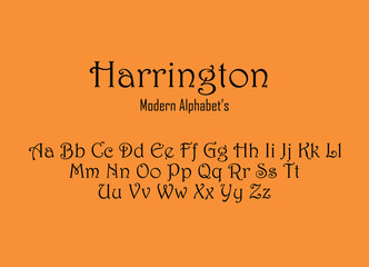 Illustration of Harrington Font with comfortable background that can be editable oe make out.