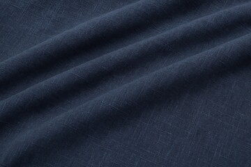 Textured navy linen blend fabric with a folded appearance