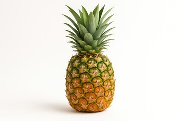 Fototapeta premium Juicy pineapple slice on a plain white backdrop