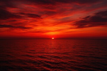 Sunset with a crimson sky