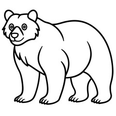 White Vector Sketch Spectacled Bear
