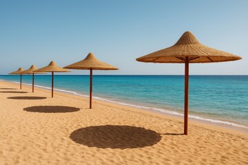 Fototapeta premium Serene coastal shoreline with soft sands