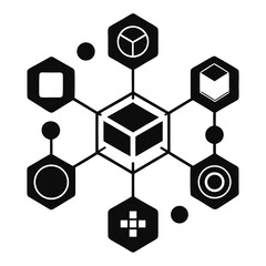 Fototapeta premium Interconnected Hexagon Network Abstract Data Structure Concept
