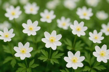 Obraz premium Detailed view of delicate blooming plants in nature with white flowers