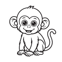 Obraz premium A cute baby monkey sitting, isolated on white background