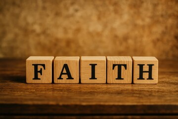 Inspirational message spelled out with wooden blocks on a desk