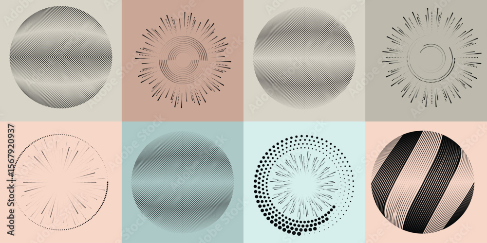 Poster lines and dots in circle form .rotate rounded shape vector illustration .rotating dots form a circle