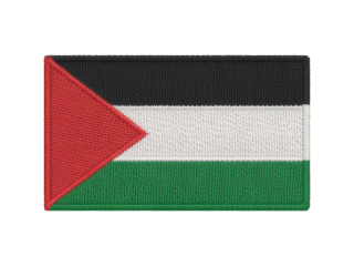Embroidered Palestinian flag patch, a symbol of national pride with detailed stitching in vibrant colors