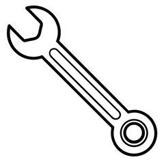 Wrench Silhouette Line Art Illustration