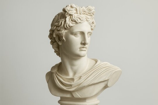 Sculpture of Apollo's head made from gypsum