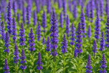Fototapeta premium Violet and blue salvia flower fields in full bloom