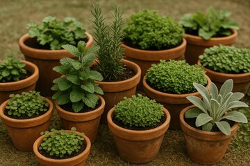 Plants flourishing from bursting flower pots