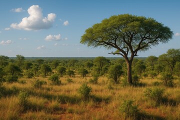 Fototapeta premium Stunning panorama of the African savannah wilderness
