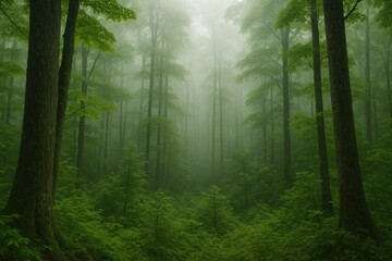 Obraz premium Misty Landscape with Forests