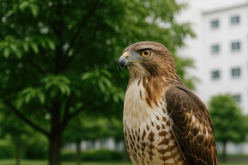 Bird of Prey Perched on Branch