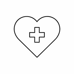 Heart with Medical Cross Icon, Vector Symbol for Health, Care, and Wellness