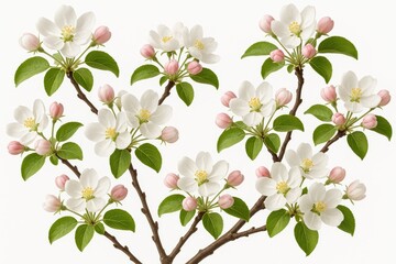 Fototapeta premium Blooming apple tree branches with a scenic background