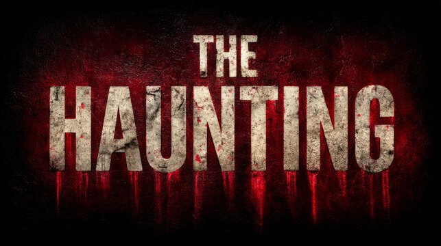 Dark Horror Text Effect Saying The Haunting - Powered by Adobe