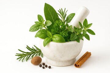 Crushing aromatic spices and herbs using a mortar and pestle