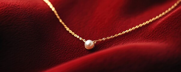 Elegant Pearl Necklace on Red Velvet: A Symbol of Luxury and Sophistication