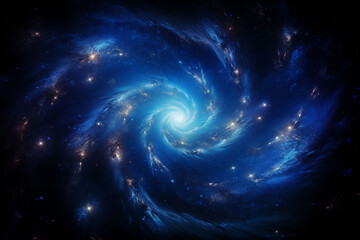 Obraz premium Blue spiral galaxy in dark space