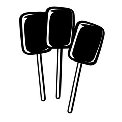 Three ice cream popsicles, minimalist style, for dessert promotion, summer events or celebrations
