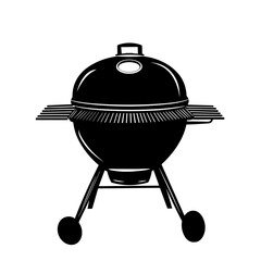 Grill barbecue illustration, black and white, for outdoor cooking, summer events, and culinary promotions