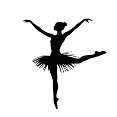 Silhouette of a ballerina in a tutu, showcasing grace and artistry, ideal for dance-themed promotions and events