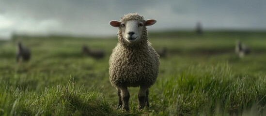 A Single Sheep in a Verdant Pasture