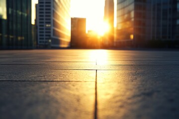 Urban Sunrise, A Cityscape Bathed in Golden Light at Dawn, Paving the Way