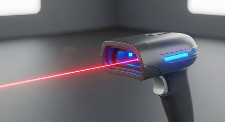 High-Tech Laser Barcode Scanner 3D Render of Modern Scanning Device