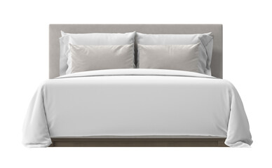 Clean and comfortable bed with white linen and pillow for refreshing sleep